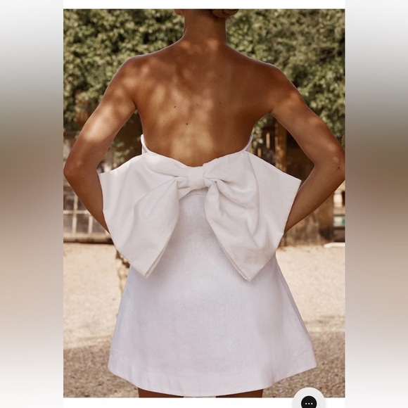 DISSH Aisle White Linen Back Bow Dress – Size 10 - Picture 2 of 11